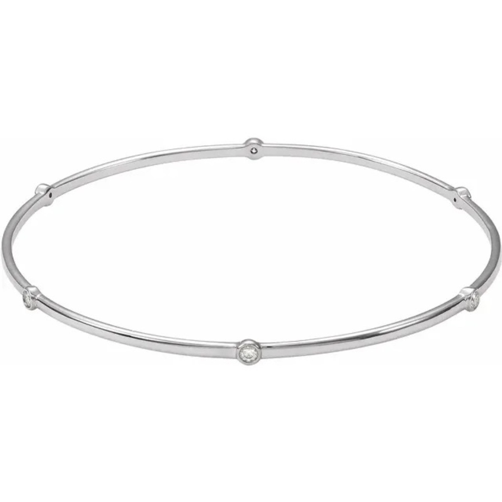 Diamond Bezel-Set Bangle 8" Bracelet Sterling Silver